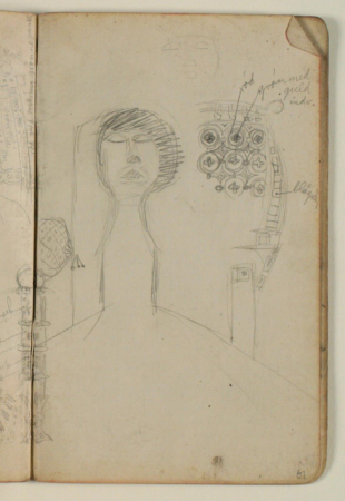 Studies of ornamentation and statue head, Niels Larsen Stevns