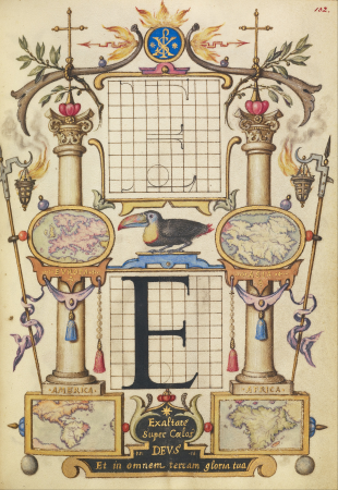 Guide for Constructing the Letter E, Joris Hoefnagel, about 1591 - 1596