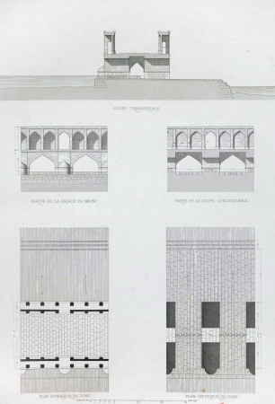 Allahverdi Khan Bridge, cup, various details by Pascal Coste, 1840