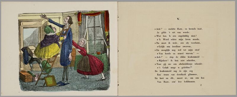 Loontje terug zijn beontje, or The sad end of the pranks of Hans-kijk-in-de-wereld / with plates engraved by Fuchs and Arum, after JWA Hilverdink and JW Kaiser