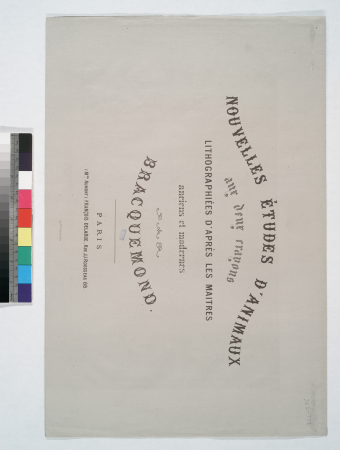 New studies of animals in two pencils, lithographed after the old and modern masters by Bracquemond [title page]., 1857
