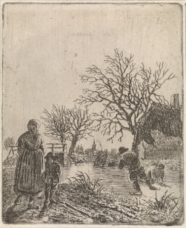 Landschap met schaatsers, RP-P-1878-A-1102, Johannes Christiaan Janson, between 1778 and 1823
