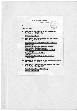 File Unit List - Minutes of the Meeting of Mr. Byrnes and Mr. Molotov, 23 July 1945
