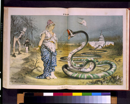 In danger. Puck- "What are you going to do about it?" LCCN94500771, 1881