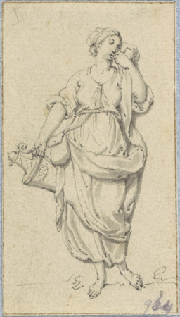 Staande vrouw met vaas (in doos met 43 tekeningen), RP-T-1983-363, between 1703 and 1775