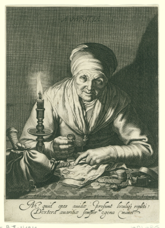 Gierigheid Avaritia (titel op object), RP-P-BI-1424, Cornelis Bloemaert, 1626