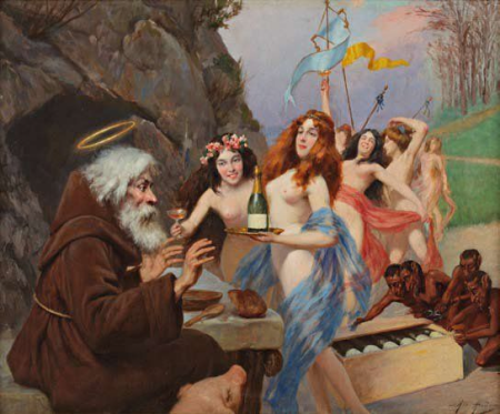 Temptation of Saint Anthony with champagne, Alex de Andreis, between 1870 and 1920