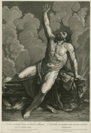 Hercules Sitting on a Burning Pyre on Mt. Eta by Gilles Rousselet, Guido Reni