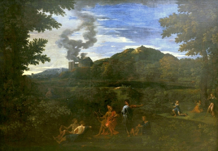 Landscape with Orpheus and Eurydice., Nicolas Poussin, 1650s