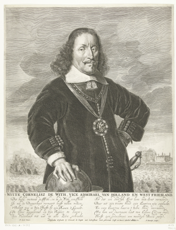 Portret van Witte Cornelisz de With Witte Cornelisz de With, Vice Admirael van Holland en West Friesland (titel op object), RP-P-1902-A-22353, Abraham Blooteling, between 1658 and 1690
