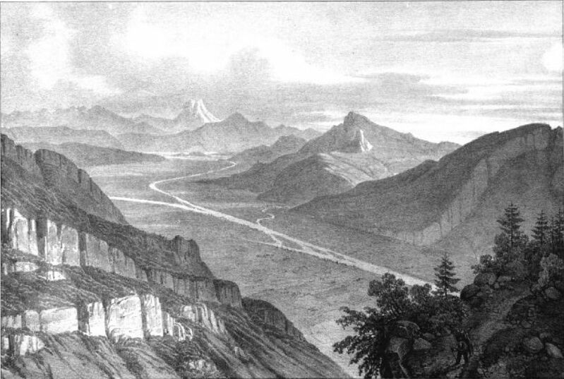 233 album dauphiné, vallée du Gresivaudan, vue prise de la Chartreuse de Chaley, by AD cropped, Alexandre Debelle, before 1839