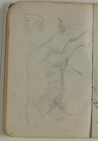 Sketches of cows. Draft monogram: SJ or JS (Joakim Skovgaard), Niels Larsen Stevns