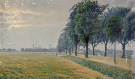 Nørre Allé surrounded by Nørrefælled and with Nørrebro in the distance outside Copenhagen, Denmark, Albert Wang, 1898