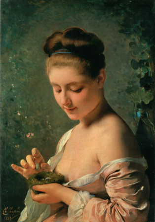 Girl with a Nest, Charles Joshua Chaplin, 1869