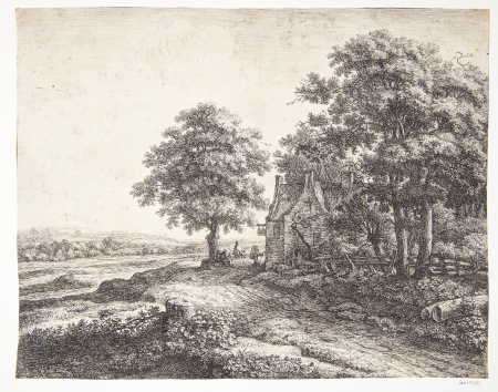 Large linden tree in front of an inn, Antonie Waterloo