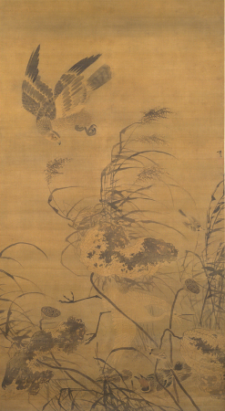 A Hawk Attacking an Egret Among Withered Lotus, Lü Ji