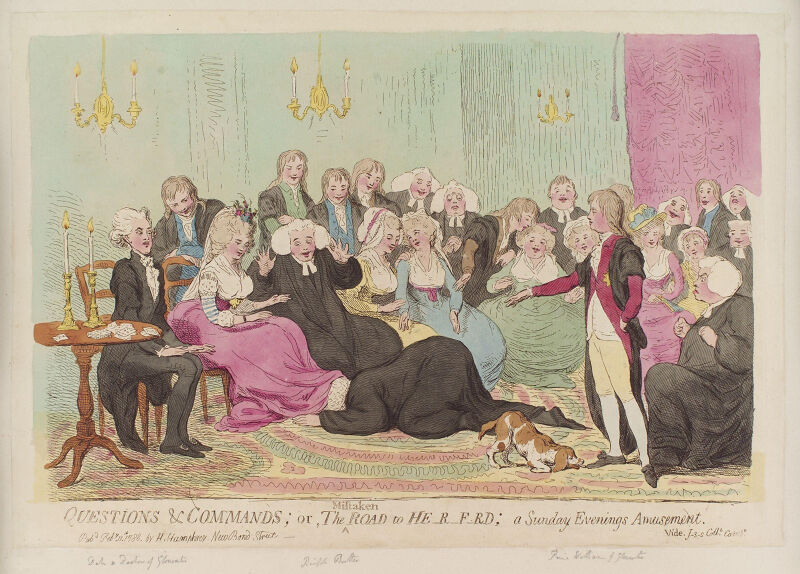 Questions and commands; or, the mistaken road to He-r-f-rd; a Sunday evenings amusement by James Gillray, 1788