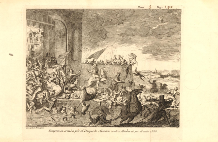 The Duke of Alanson's erroneous undertaking against Antwerp, Jan Luyken, circa 1700