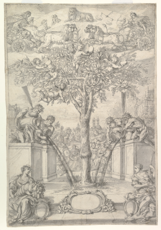 An Allegory of the Union of the House of Orange and the Wittelsbach Family (Design for a Title Page of a Thesis), Jonas Umbach