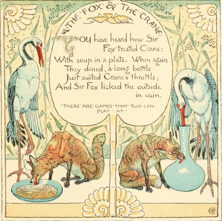 The baby's own Aesop - being the fables condensed in rhyme with portable morals pictorially pointed by Walter Crane. Engraved and printed in colours by Edmund Evans (1908) (14566723300), 1908