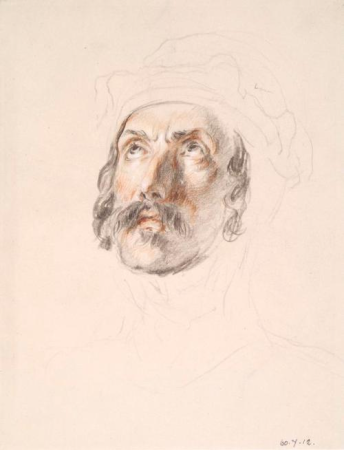 Head Of A Man Looking Upwards by Sir William Allan, William Allan, circa 1840