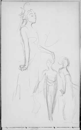 Three Standing Javanese Dancers (from Sketchbook of Javanese Dancers), John Singer Sargent, 1889