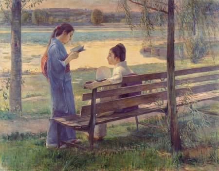 Cool down by the pool, Fujishima Takeji, 1897