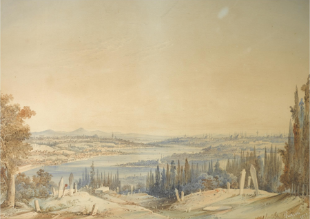View of Constantinople from Eyüp, Amedeo Preziosi, 1857