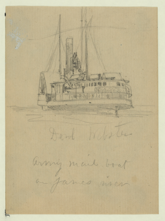 Danl Webster army mail boat on James river LCCN2004660236, Alfred Waud, 1860