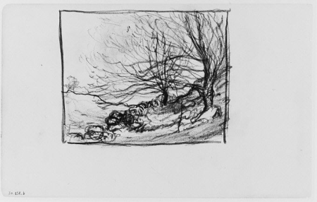 Two Trees on a Hill (from Sketchbook), Henry Ward Ranger