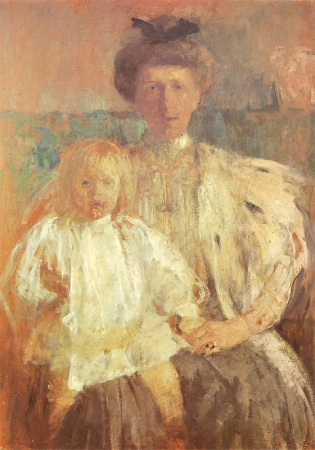 Portrait of Julia Pugetowa née Kwilecka with her son Jacek, Ludwik Puget, 1907