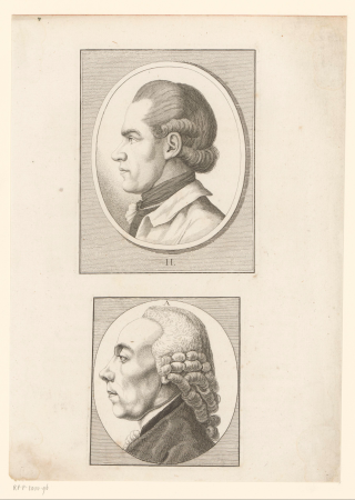 Twee mannenkoppen, RP-P-2000-96, Johann Gottlieb Prestel, between 1700 and 1799