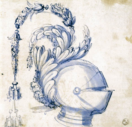 Sketch for a Visored Helmet, Giuseppe Arcimboldo, 1585