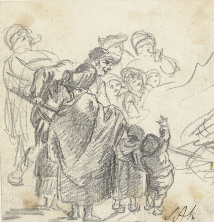 Toeschouwers bij een straatvuur, RP-T-1952-252, Simon Andreas Krausz, between 1770 and 1825