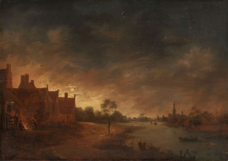 River view by moonlight, Aert van der Neer, between 1630 and 1700