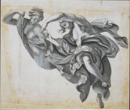 Design of floating angels for the frescoes in Ossiach, Josef Ferdinand Fromiller