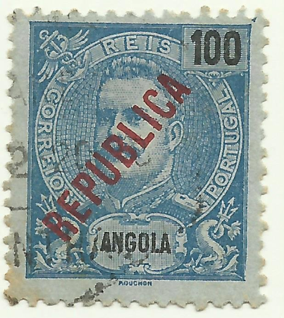 Stamp of Angola - 1914 - Colnect 426537 - King Carlos I - local overprint - REPUBLICA, Carlos I of Portugal