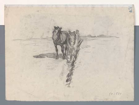 Span paarden langs een greppel, RP-T-1950-530(V), Pieter de Josselin de Jong, between 1871 and 1906