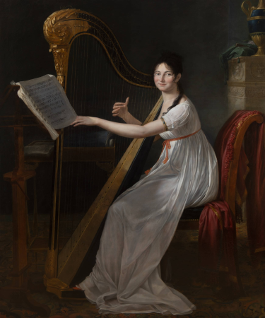Portrait of Adèle Papin Playing the Harp, Guillaume Guillon-Lethière, between 1798 and 1799