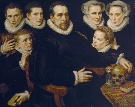 Portrait of an unknown family, Adriaen Thomasz. Key, 1583