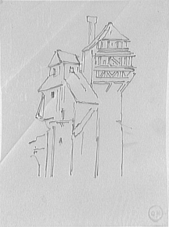 Study of a corbelled house from the Topography of Nuremberg for Les Chimères, Gustave Moreau, between 1850 and 1895