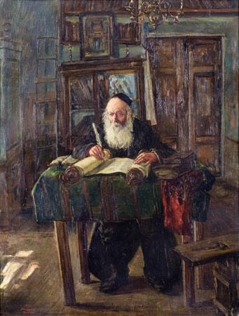 Artur Markowicz - Scripture copyist in his chamber, Artur Markowicz, circa 1910
