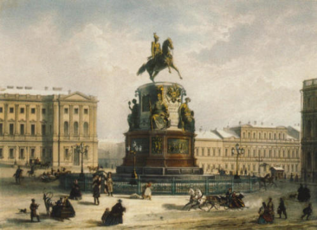 View of Saint Isaac's Square and Nicholas I Monument in Saint Petersburg