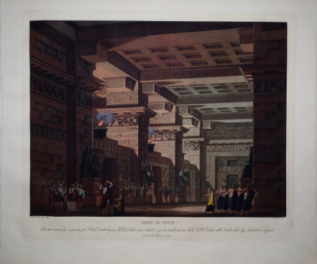 Atrio di Notte (set design for the ballet 'Il Dedalo' by Salvatore Viganò (La Scala), Alessandro Sanquirico, circa 1827