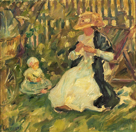 Mother and child in the garden on a summer day., Gad Frederik Clement, between 1885 and 1933