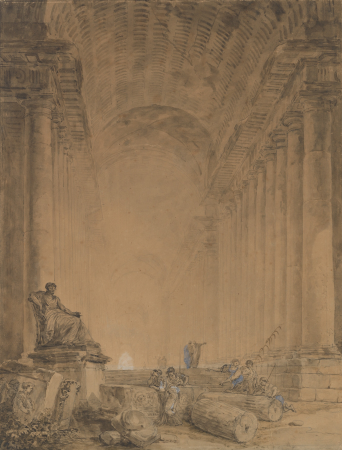 Figures in a Colonnade, Hubert Robert
