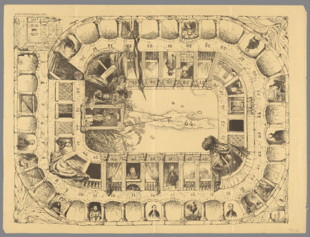 Spotprent in de vorm van een ganzenbord, 1867, RP-P-OB-89.857, Johan Michaël Schmidt Crans
