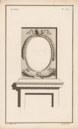 Paneel met medaillon en hoornen des overvloeds Architectuurfragmenten (serietitel) 41e Cahier Divers Fragmens D Architecture (serietitel), RP-P-1964-3961, between 1772 and 1779
