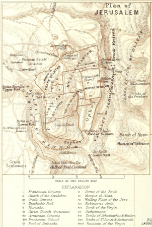 Plan of Jerusalem 1878 map from 'The Earth and its Inhabitants. The European section of the Universal Geography by E. Reclus. Edited by E. G. Ravenstein. Illustrated by ... engravings and maps' (11126400524) (cropped)