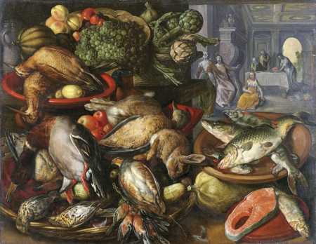 Still life with Christ in the house of Martha and Mary, Joachim Beuckelaer, 1569